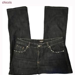 😍 Chico's Size 1.5 Regular (10) Straight Leg Denim Jeans Dark Wash😍